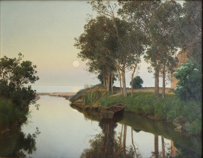 Stiller Sommerabend am Flussausgang ins Meer von Janus La Cour